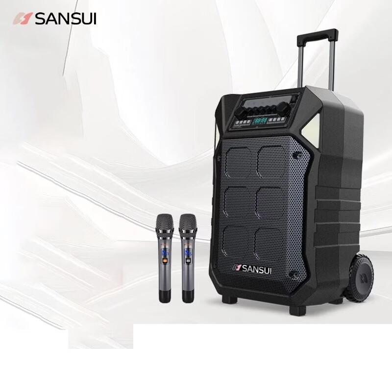 SANSUI D15 15-inch Outdoor Trolley Speaker with Wireless Mic CN plug (adapter included)