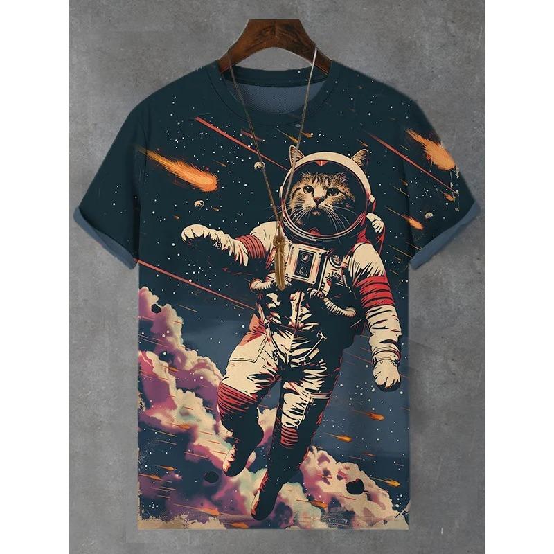 Мужская футболка с принтом животных и забавных кошек, футболки с коротким рукавом, топы с 3D-принтом, рубашки с круглым вырезом, летняя повседневная мужская одежда для вечеринок