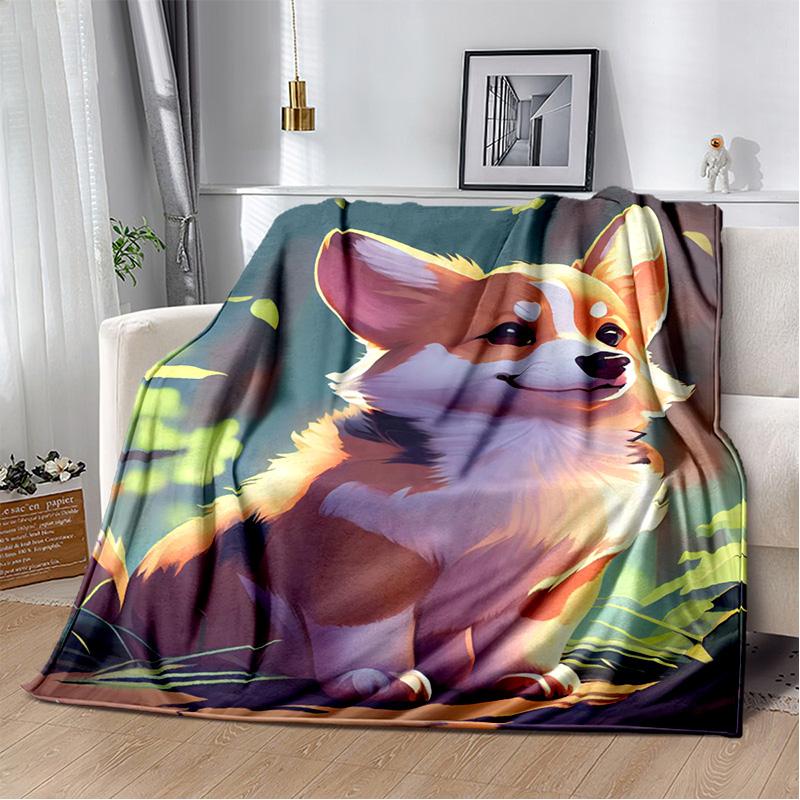 Одеяло с милой собакой, мультяшным хаски, самоее, чихуахуа, коки, померанским шпицем, мягкое одеяло для дома, спальни, чехол для дивана, детское одеяло
