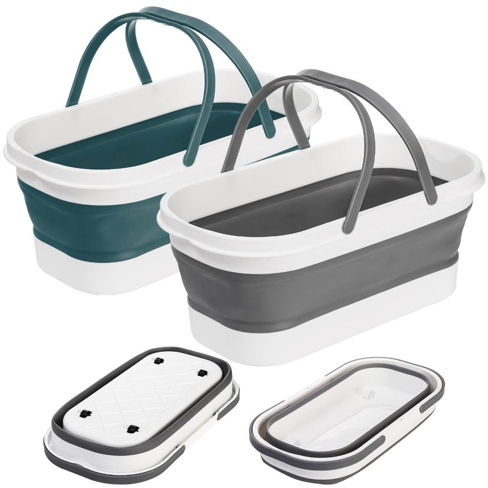 Easy Hold Mop Bucket Foldable Laundry Basket with Wheel Folding Best Water Basin Home Item for Washing Fishing Camping Basin
