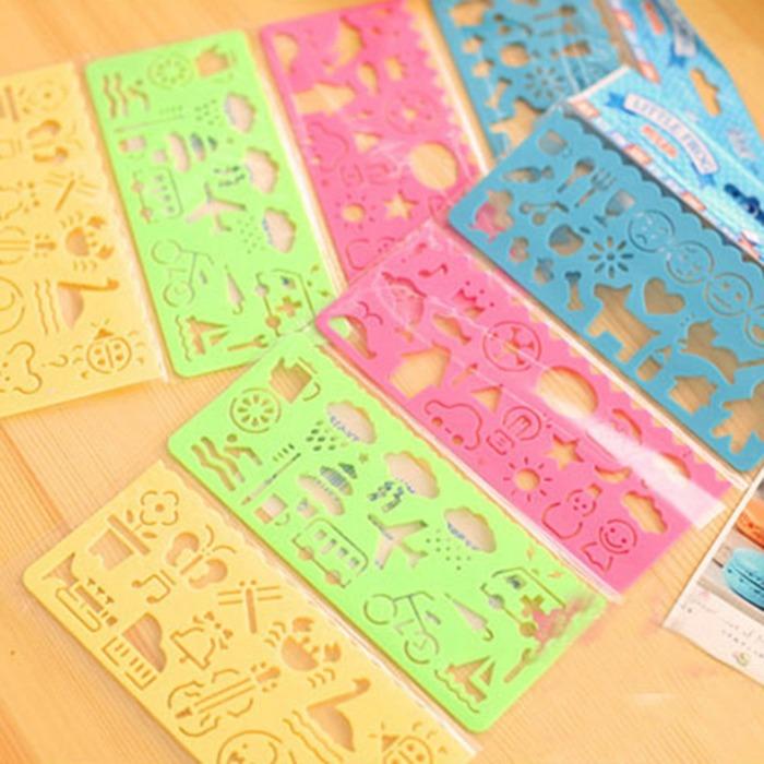 4Pcs DIY Graphic Template Stencil Drawing Stationery Ruler School Painting Supplies Drafting Tool Art