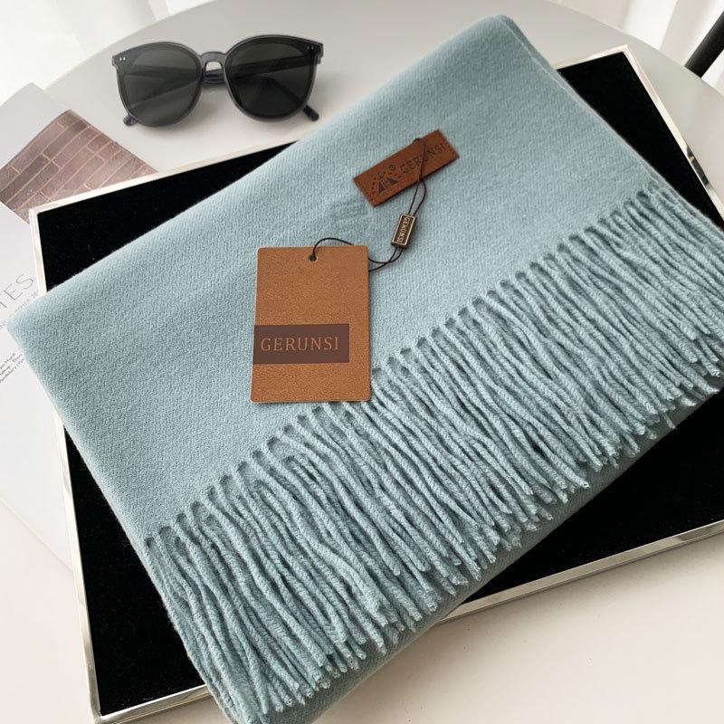 Cashmere Hand Feel Autumn And Winter Solid Color Scarf Women'S Thick Tassel Simple And Versatile Soft And Warm Imitation Cashmere Shawl