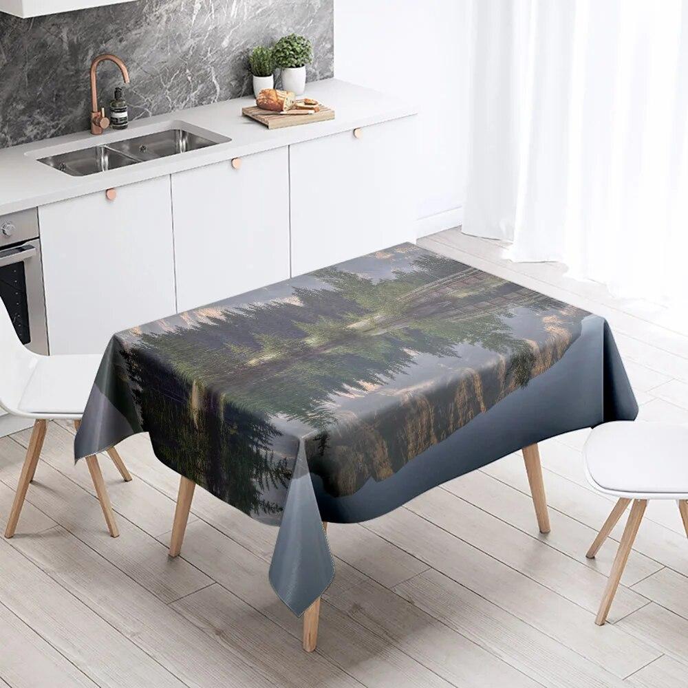 Скатерть с природными пейзажами, противообрастающая Водонепроницаемая прямоугольная кухонная обеденный стол, украшение для дома