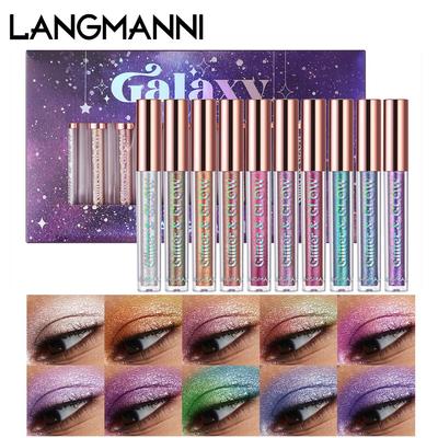 LANGMANNI Diamond Shiny Liquid Eye Shadow Десять наборов жидких теней для век Psychedelic Pearl Light