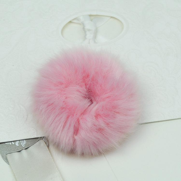 Резинка для волос в корейском стиле с цветком из искусственного кроличьего меха - Плюшевый помпон, эластичная резинка