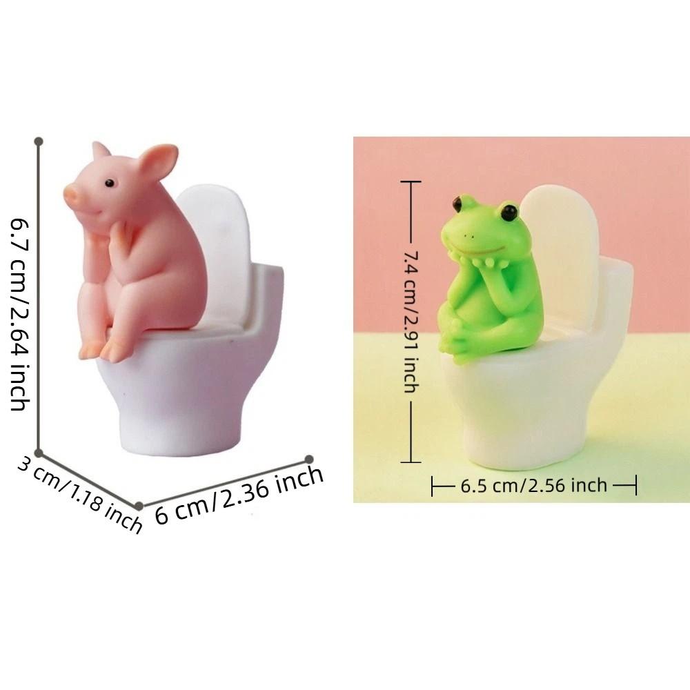 Cartoon Pig Desktop Ornaments PVC Toilet Frog Ornaments Wall Decor Toilet Pig Decoration Gag Gift
