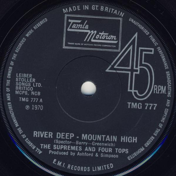 7-дюймовая пластинка SUPREMES & FOUR TOPS - River Deep - Mountain High TMG777 Tamla Motown 1971 UK Соул/Фанк Б/У