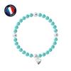 Bracelet - - My Heart - Genuine Freshwater Pearl 5-6 Mm - 925 Silver - Elasticated