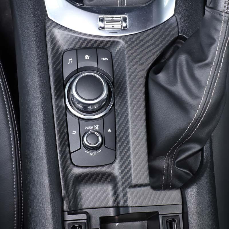 ToMong Real Carbon Fiber Car Center Console Multimedia Button Frame Cover Trim Car Accessories For Mazda MX-5 MX5 Miata ND 16-26