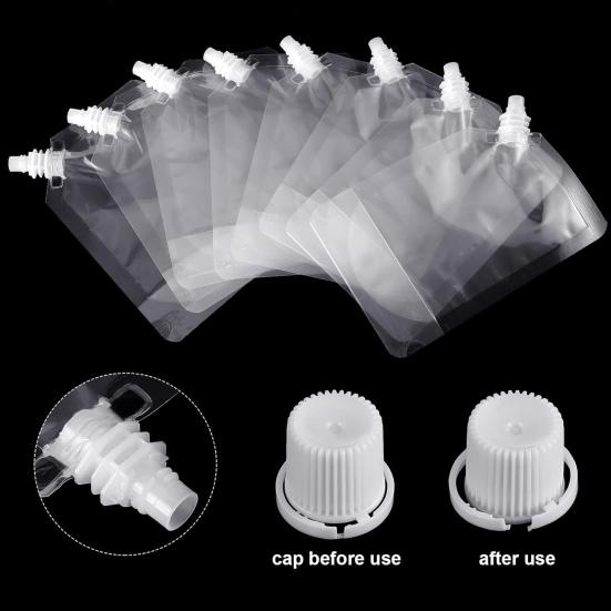 50 шт. 100/150 мл многоразовые пластиковые пакеты для напитков с воронкообразными насадками, пищевые прозрачные портативные пакеты для напитков
