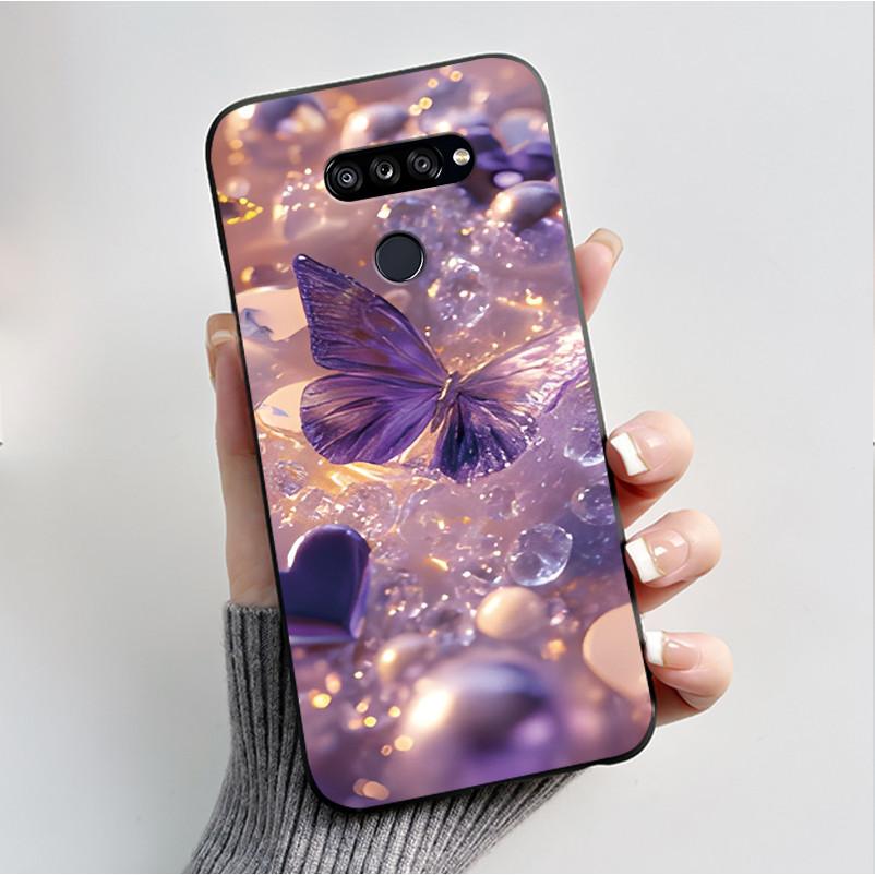 Soft Case For LG K50S K40S Phone Case LMX540HM LM-X540 LMX430HM LM-X430 Fashion Butterfly Flower Black Silicone Bumper Cover