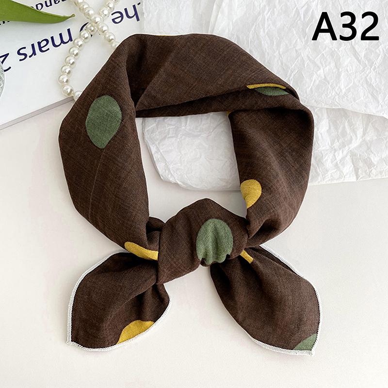 56Cm Ladies Headband Cotton Linen Square Scarf Korean College Girls Elegant Neck Scarves Sun Protection Headscarf