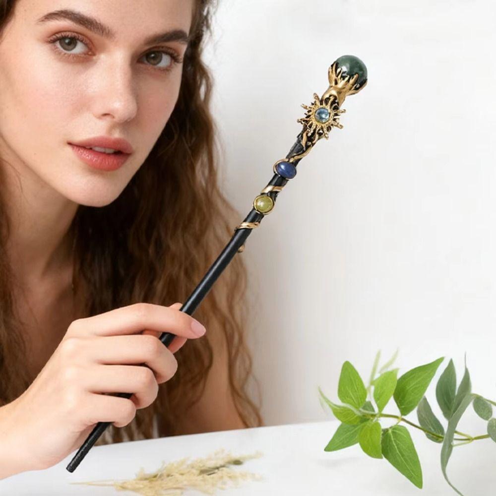 DIY Handmade Crystal Magic Wand Halloween Prop Magic Scepter Creative Fairy Stick Women Girls