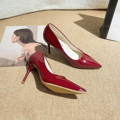 Большие размеры 34-42, женские туфли на высоком каблуке, модные простые однотонные туфли на тонком высоком каблуке с острым носком, Botines Mujer Con Tacon