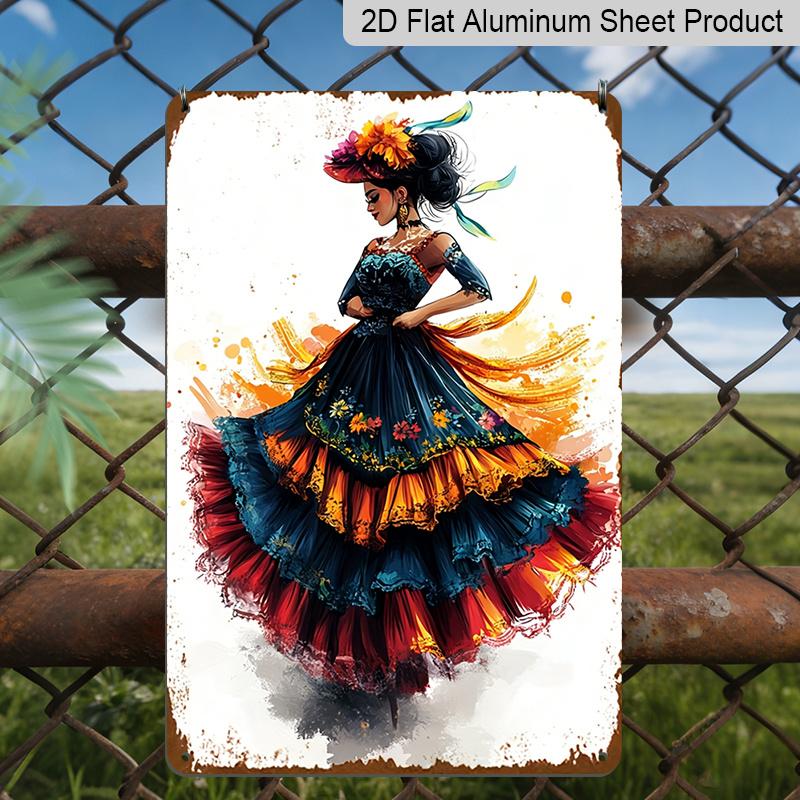 2D Flat Vibrant Cinco De Mayo 8"x12" Metal Sign - Sugar Skull & Cactus Design, Durable Aluminum Wall Art for Home, Bar & Outdoor Decor