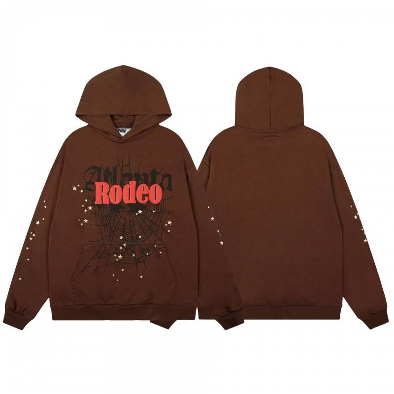 Sp5der FW23 Hoodie Unisex Streetwear Pullover Sweatshirt With Web Print Loose Fit Cotton Blend