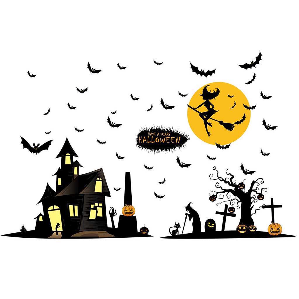 Счастливый Хэллоуин фон стикер стены окно украшение дома наклейка декор