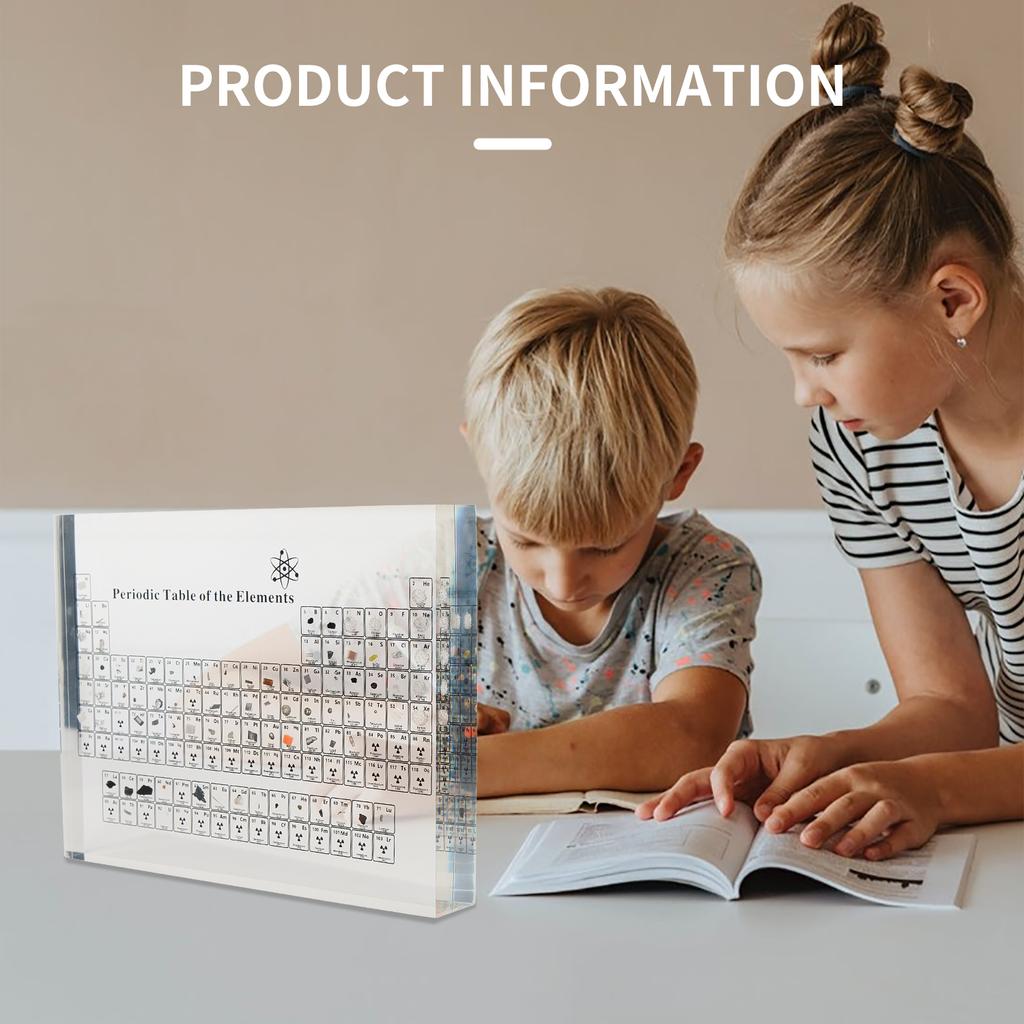 Хрустальная периодическая таблица с реальными образцами, образцы букв, украшение для детей, школьный дисплей, химический элемент, домашний декор