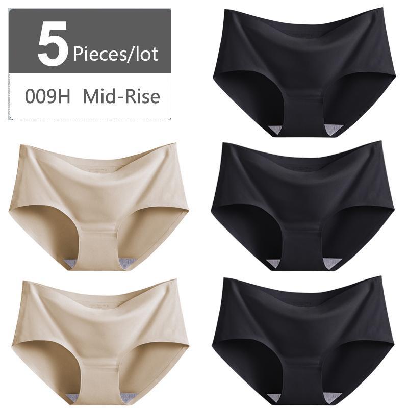 Большой размер M-XXXXL, женские бесшовные трусики из ледяного шелка, эластичные трусы со средней талией, нижнее белье, 5 шт.