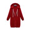 Autumn and Winter Women's Plus Size Hooded Long Sleeve Sweatshirt Mid-Length Jacket