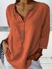 V-Neck Button-Up Top - Loose Fit Solid Color Pullover, Women's Fashion Casual V-Neck Shirt