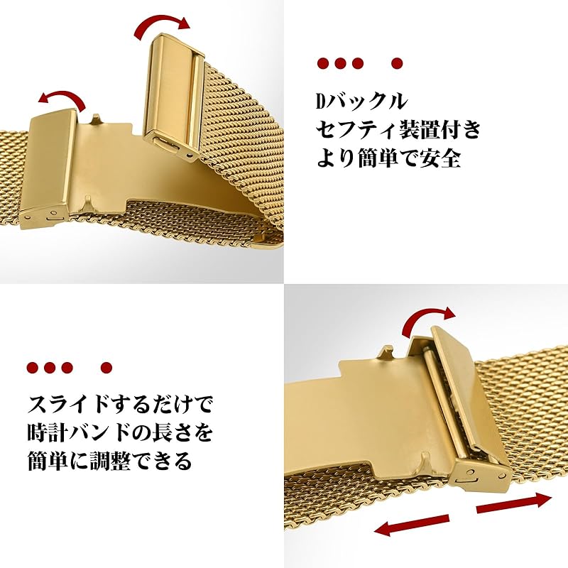 [ANNEFIT] металлический ремешок для часов 22 мм, сетчатый ремешок для часов из нержавеющей стали 316L, сменный ремень с быстросъемным креплением, золотистый