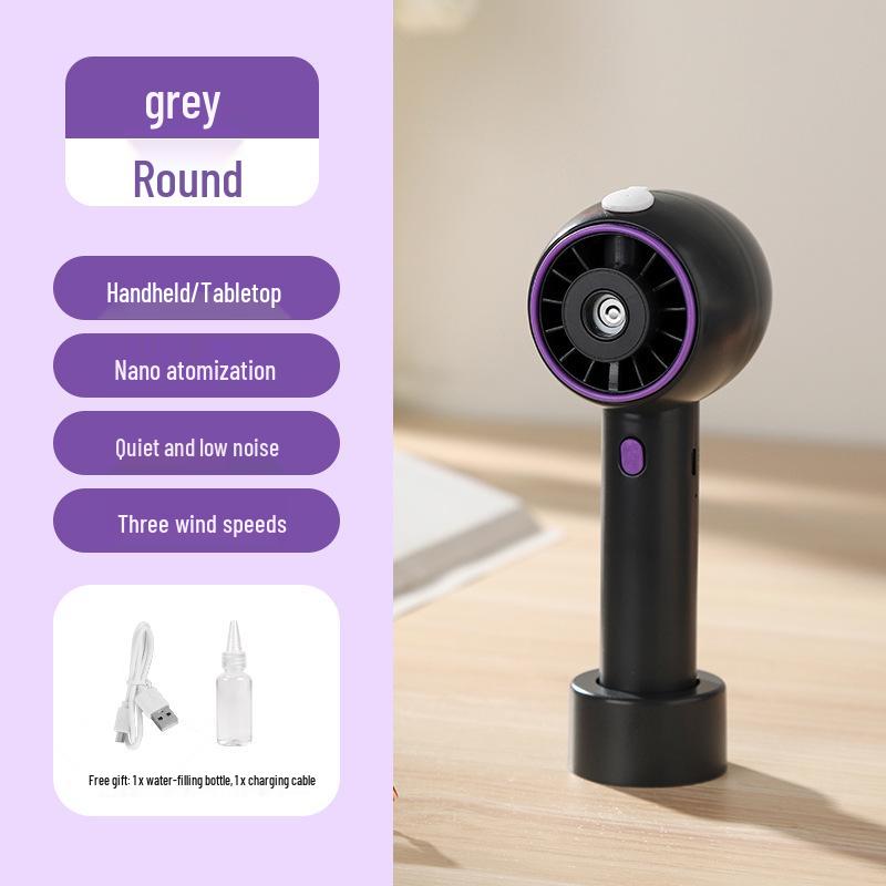 Cartoon Mini Handheld Humidifying Fan with USB Charging