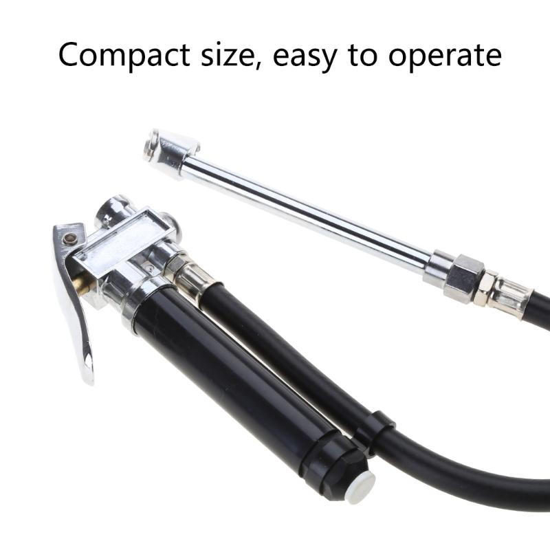 Сверхпрочный байонетный манометр для накачивания шин и колес с давлением 10–120 фунтов на кв. дюйм со шлангом и зажимным патроном «Straight On»