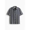 Рубашка HM Regular Fit Printed Camp, синяя в белую полоску