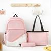 Three-Piece Backpack Set Women Contrast Color Backpack Middle School Students School Bag for Teenage Girls
