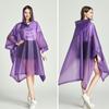 EVA Transparent Hooded Raincoat Adult Unisex Mid-length Poncho with Snap Buttons Waterproof Windproof Hiking Raincoats for Men Women