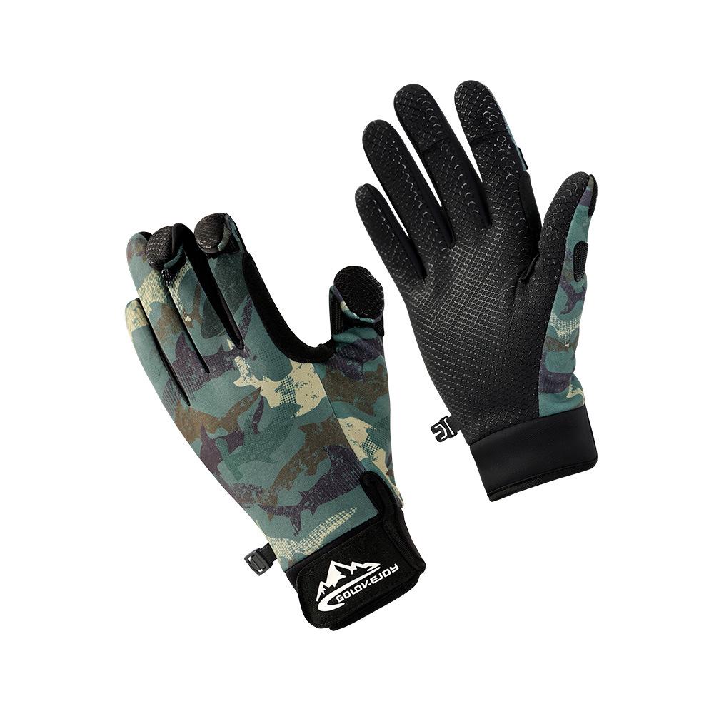 Осенне-зимние нескользящие рыболовные перчатки - Теплые, износостойкие, на флисовой подкладке, без пальцев, сенсорные DB68.