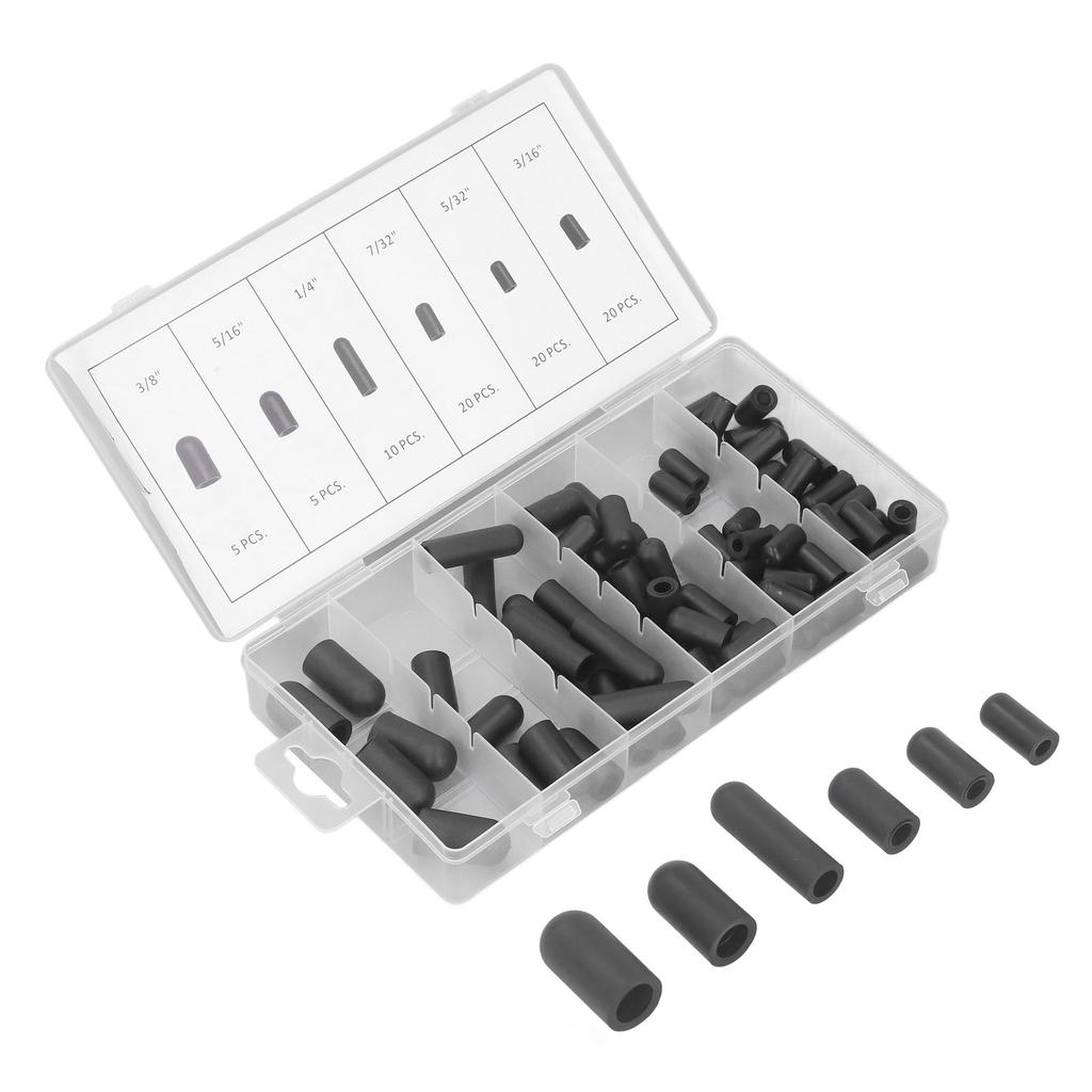Набор из 80 шт. вакуумных заглушек для шляп, резиновые, термостойкие, герметичные, вакуумные заглушки от 5/32 дюйма до 3/8 дюйма, черные