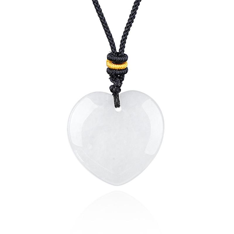 1pc 30mm Natural Stone Pendant Necklace Heart Amethyst Rose Quartz Pendant Necklace for Women Men Jewelry Party Gift