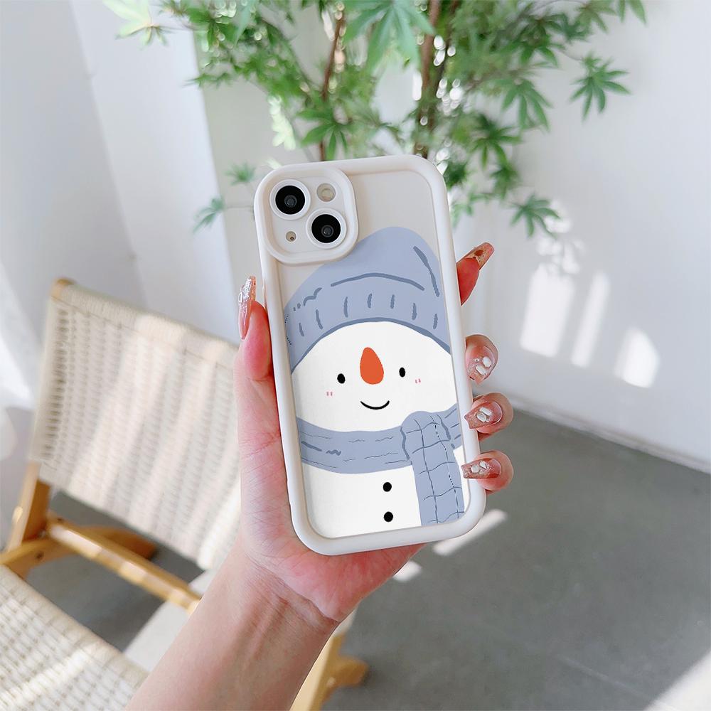 Милый Человек-Снеговик Мягкий ТПУ Чехол для Телефона для iPhone 17 Air 16 15 14 Pro Max Plus 13 12 Mini 8 7 X Xs Задняя Крышка