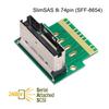 Cablecc PCI-E Slimline SAS 4.0 SFF-8654 8i 74pin на SFF-8654 74pin Удлинительный адаптер Male-to-Female с угловым тестовым инструментом