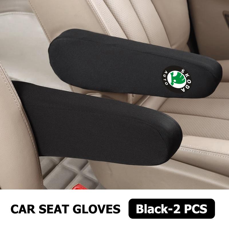 AAABT1 Car Seat Armrest Cover Soft Comfortable Elastic Cloth Accessories For Skoda Kamiq MK3 Roomster Rapid Kodiaq Karoq Fabia Enyaq