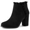 Allegra K Women's Black Ankle Boots with Chunky Block Heels, Size 25.0cm