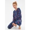 Темно-синий вязаный пижамный комплект с новогодним принтом Thmaw21pt0771