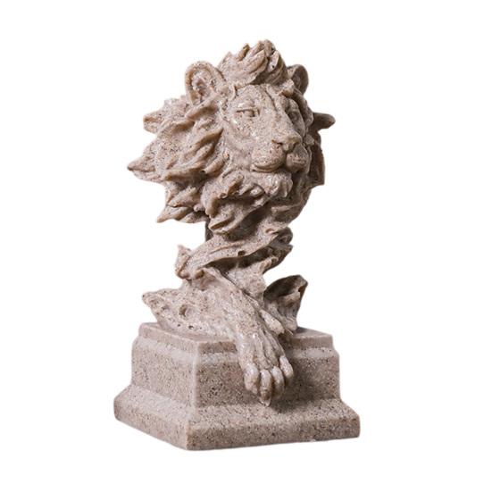 jijijing Lion Bust Statue, King of Beasts Figurine, Resin Animal Head Sculpture for Home Office Living Room Decor