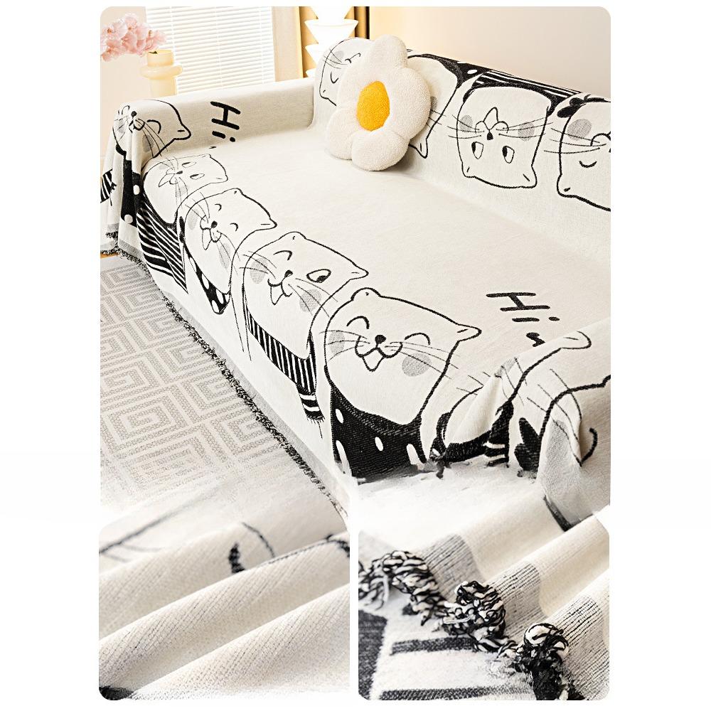 Nordic Style Cartoon Simple Chenille Sofa Cover Cloth Anti-Scratching Four Seasons Universal Sofa Towel Sofa Cover