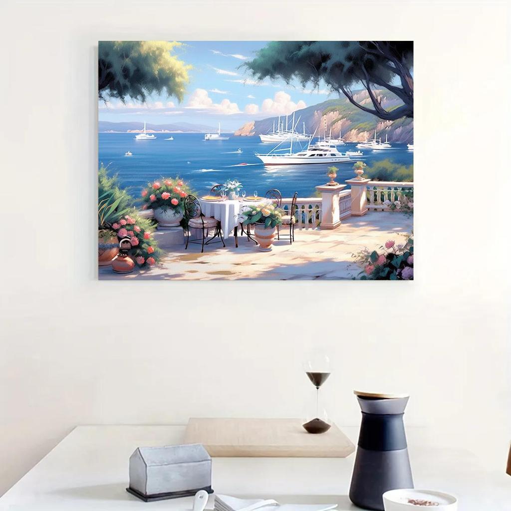 Рамка для рисования по номерам на холсте, гавань, пейзажный рисунок с цифрами для взрослых, домашний декор ручной работы 40x50 см