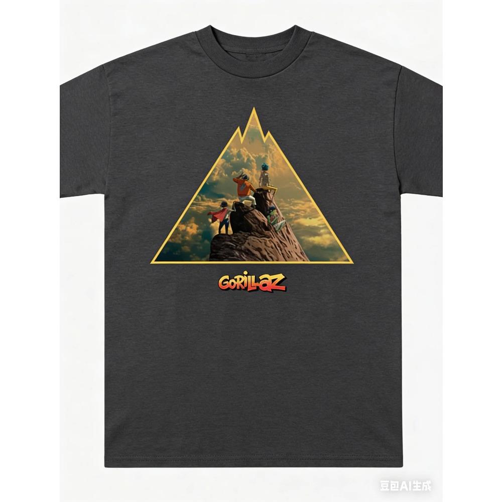 2026 Gorillaz The Mountain Альбом Футболка Мужская и Женская Чистый Хлопок Летняя Одежда Хип-Хоп Мода Футболка Уличная Мода Унисекс