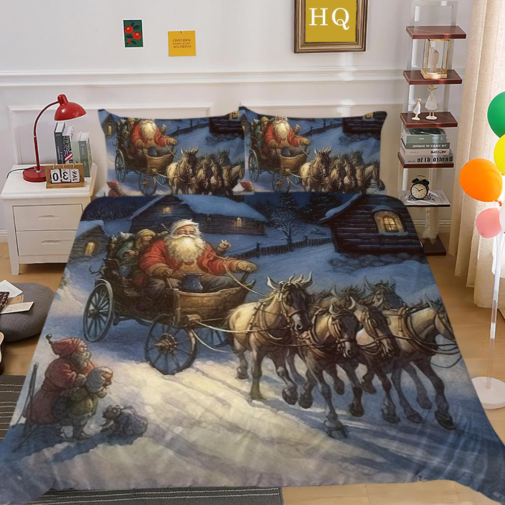 Christmas Printed Single Size Bed Set Cover Superior Highend Cartoon Design Children Teen Home Textiles