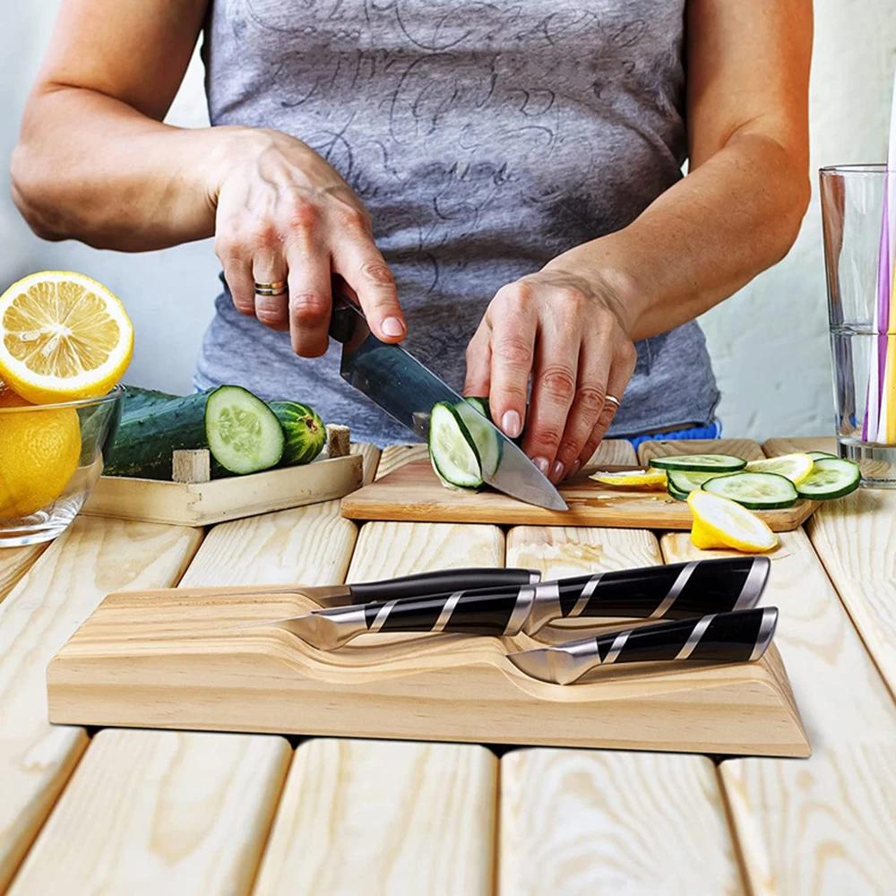 Новый встроенный лоток для ножей, деревянный органайзер для ножей, кухонный ящик, контейнер для столовых приборов, подставка для ножей в западном стиле