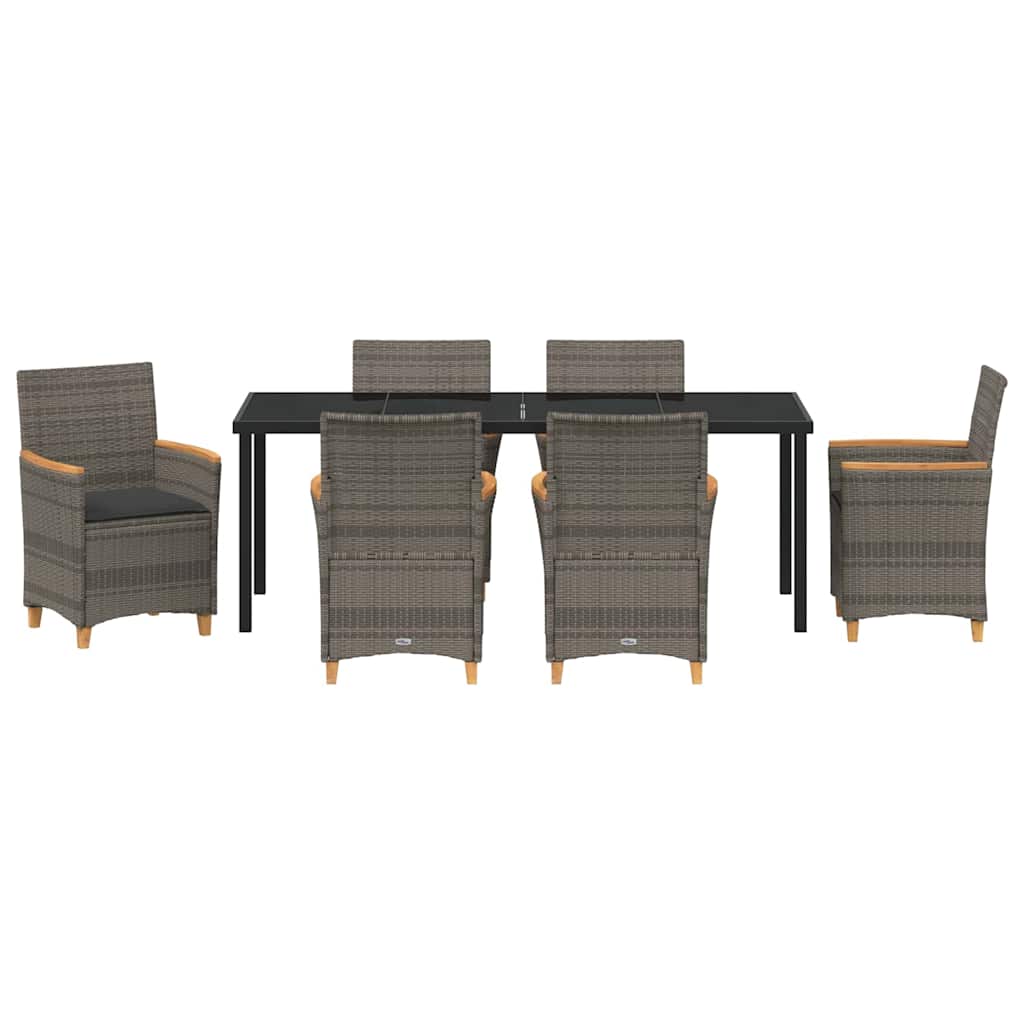 Garden Dining Set 7 pcs Grey Poly Rattan