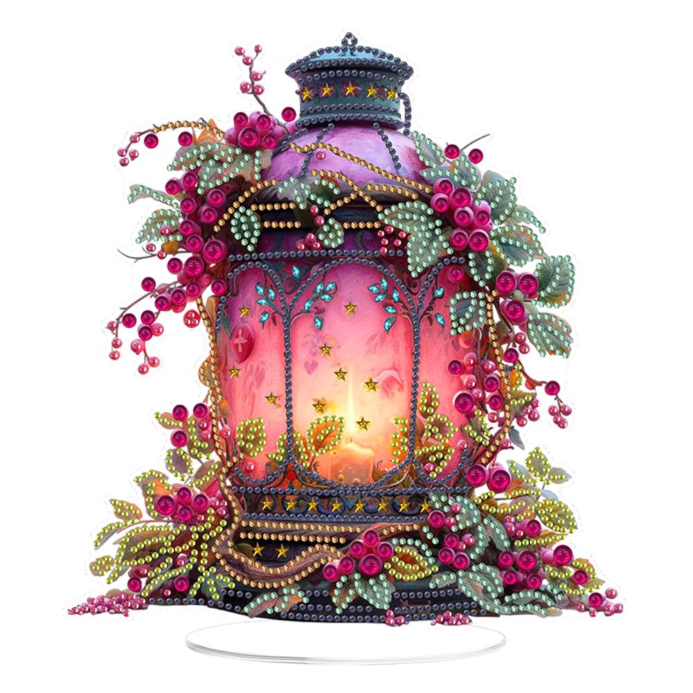 Acrylic Special Shape Flower Lantern Table Top Diamond Painting Ornament Kits Rhinestones Desktop Ornaments for Adults Beginner