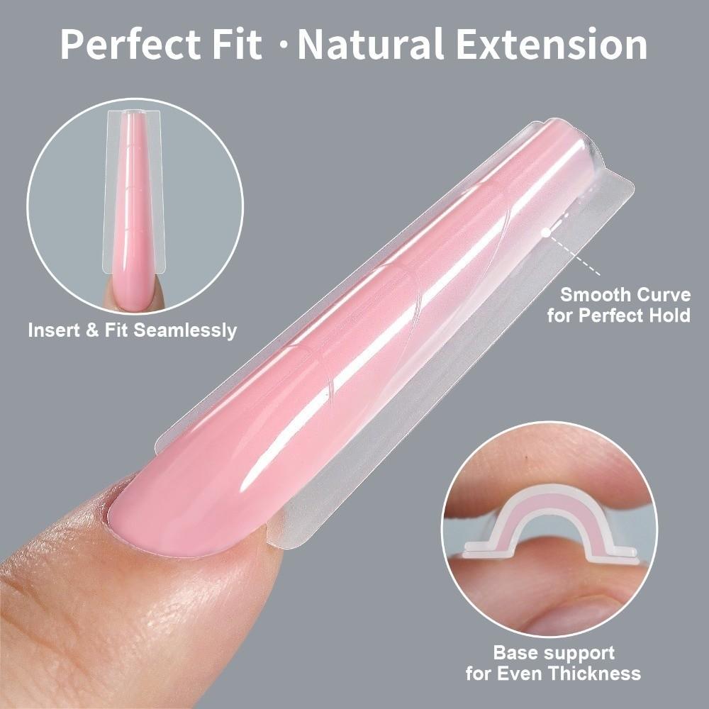 256Pcs/Box Transparent Nail Sandwich Dual Form DIY Tips Nail Extension Form New Nail Tips