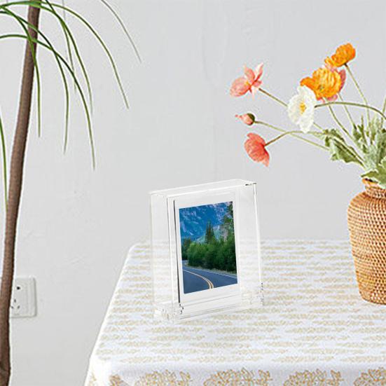 Прозрачная фоторамка, двусторонняя видимая пылезащитная основа с пазами, прочная настольная 3-дюймовая рамка для мгновенного отображения фотографий с камеры