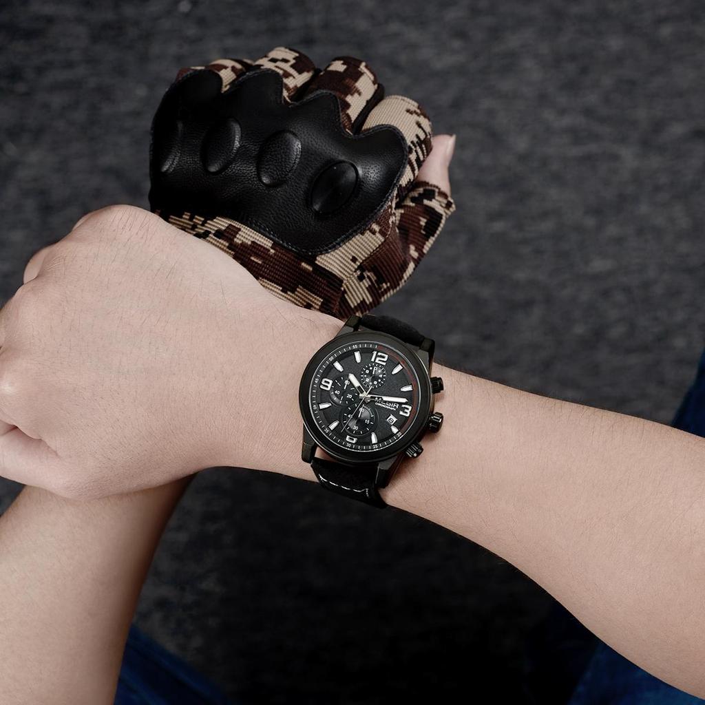 Мужские кварцевые часы MEGIR на кожаном ремешке